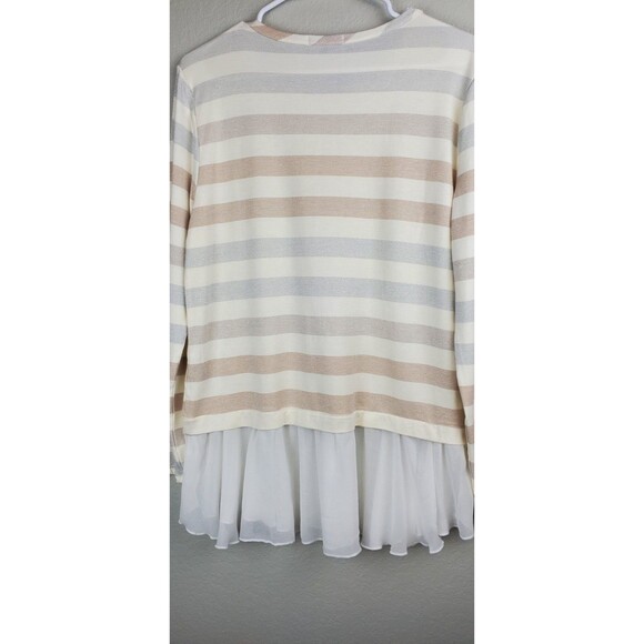 NWT Cha Cha Vente Medium Long Sleeve Layered-Look Top Metallic Stripes - Picture 7 of 9
